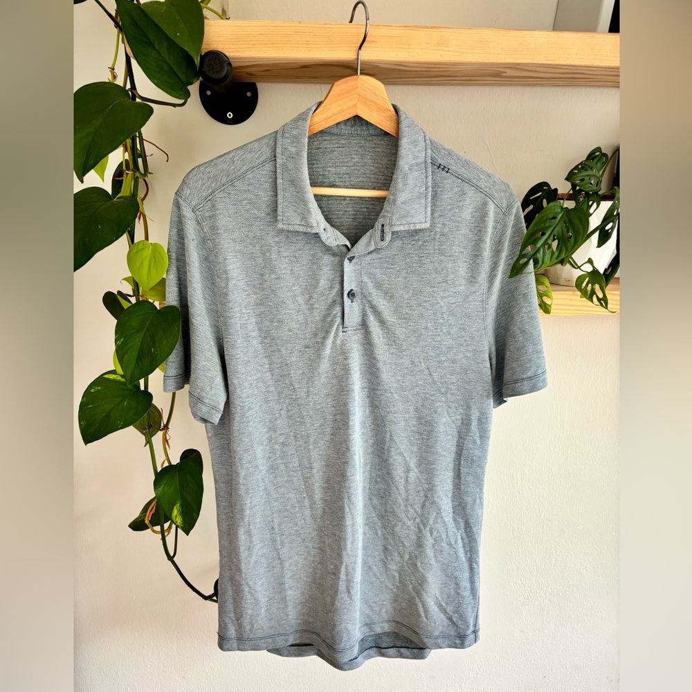 lululemon athletica Light Gray/ Blue Polo Shirt